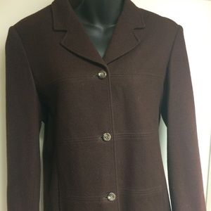Women's Sag Harbor Wool Brown Blazer w/pockets